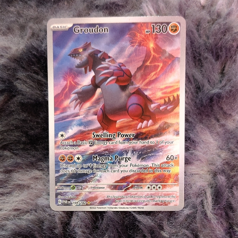 Pokemon Groudon Card - Red and Gray